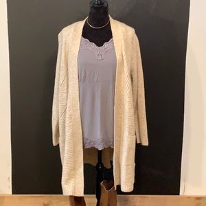 Cream comfy 1x long cardigan
